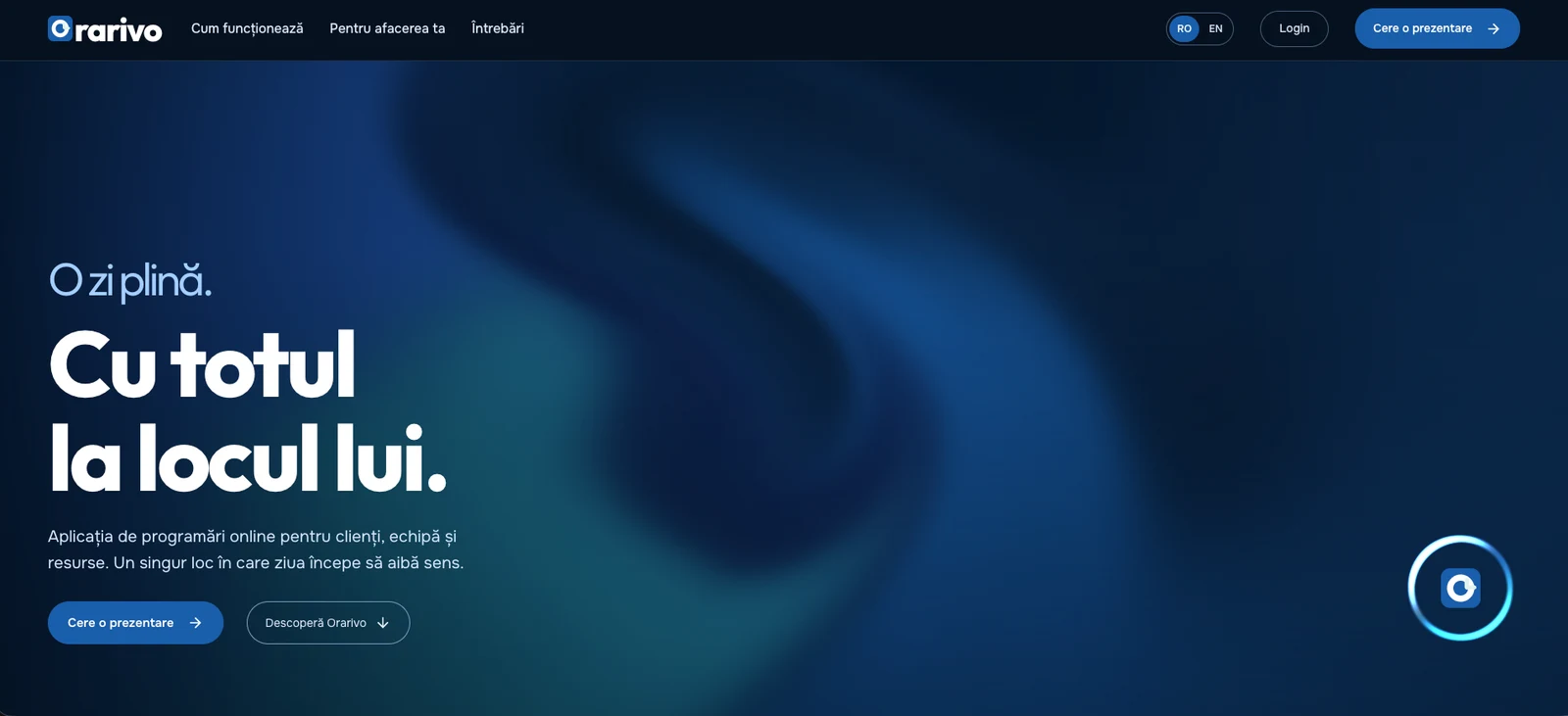 Orarivo product interface
